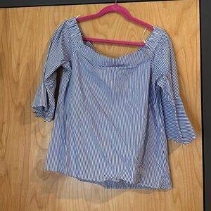 Navy and white off the shoulder top